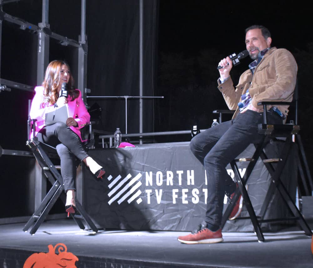 North Fork TV Festival with speakers on microphones talking to the audience